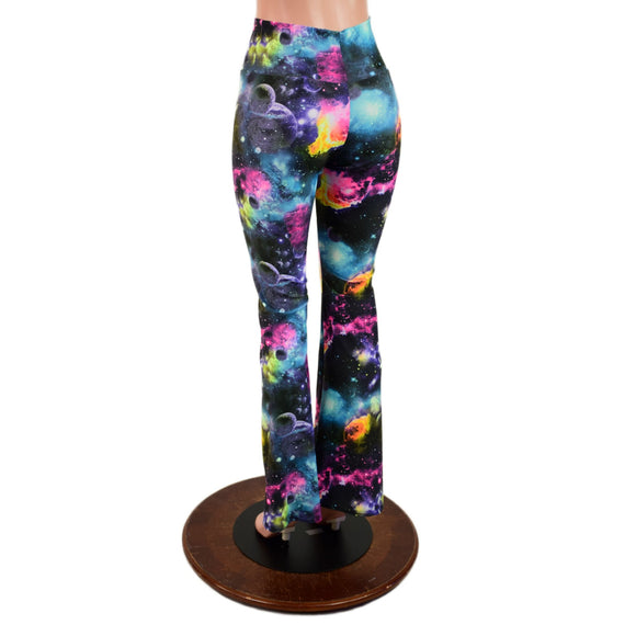 UV Glow Galaxy Print High Waist Boot Cut Leggings - Coquetry Clothing