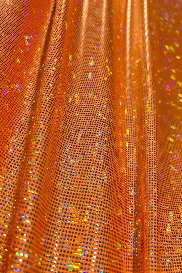 UV Glow Neon Orange Kaleidoscope Spandex Fabric - Coquetry Clothing