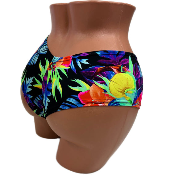 UV Glow Sonic Bloom Ultra Cheeky Booty Shorts - Coquetry Clothing