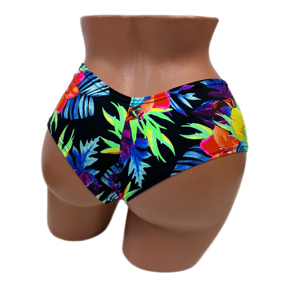 UV Glow Sonic Bloom Ultra Cheeky Booty Shorts - Coquetry Clothing