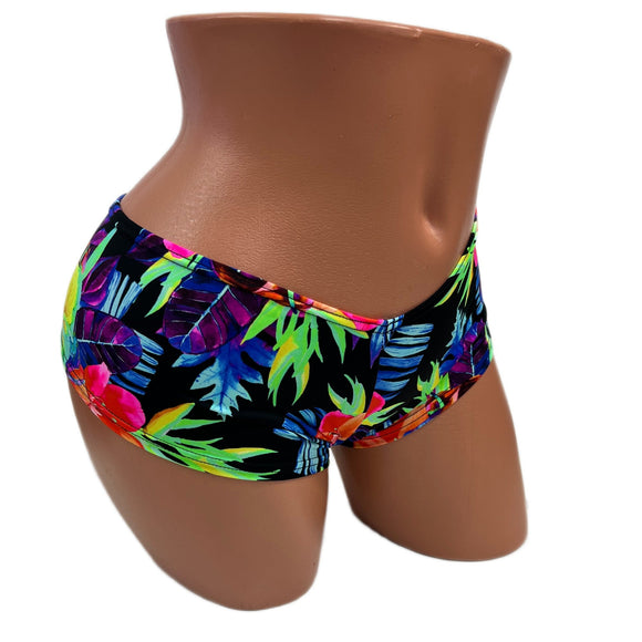 UV Glow Sonic Bloom Ultra Cheeky Booty Shorts - Coquetry Clothing