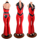 Valentine Solar Flare V Front Catsuit with Plunging Showtime Collar - Coquetry Clothing