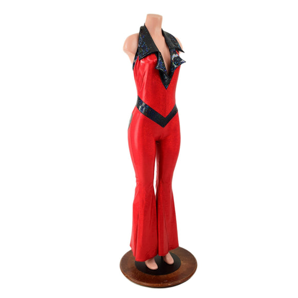 Valentine Solar Flare V Front Catsuit with Plunging Showtime Collar - Coquetry Clothing
