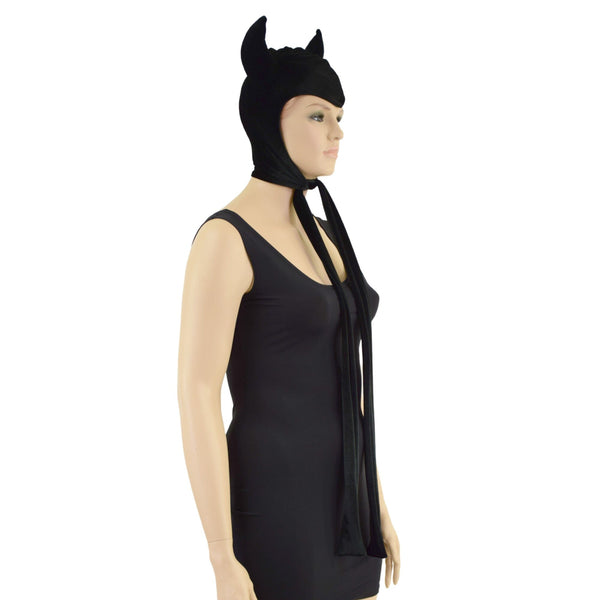 Vintage Style Black Velvet Devil Bonnet - 3