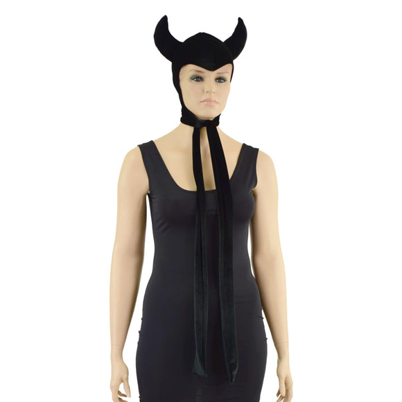 Vintage Style Black Velvet Devil Bonnet - Coquetry Clothing