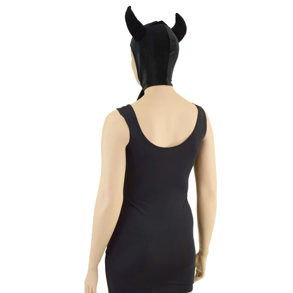 Vintage Style Black Velvet Devil Bonnet - Coquetry Clothing