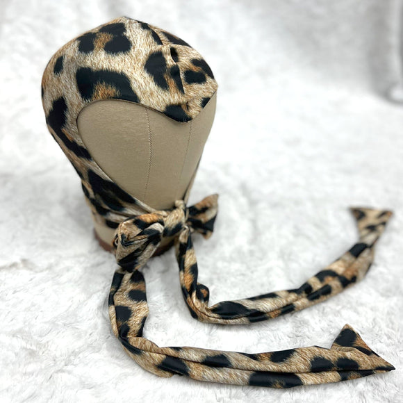 Vintage Style Widows Peak Bonnet in Leopard Print - Coquetry Clothing