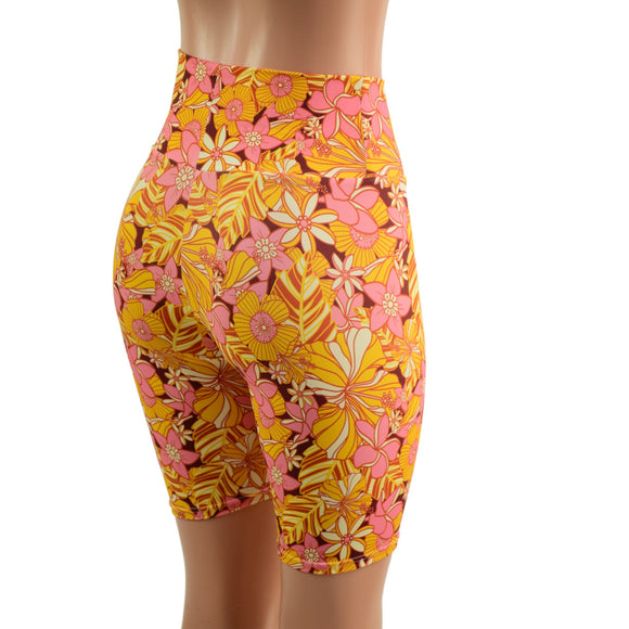What The Floral High Waist Bike Shorts - Coquetry Clothing
