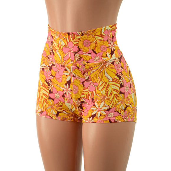What The Floral High Waist Shorts - Coquetry Clothing