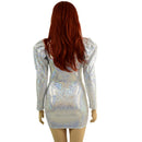 White Kaleidoscope Bodycon Mini Dress with Victoria Sleeves - Coquetry Clothing