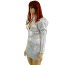White Kaleidoscope Bodycon Mini Dress with Victoria Sleeves - Coquetry Clothing