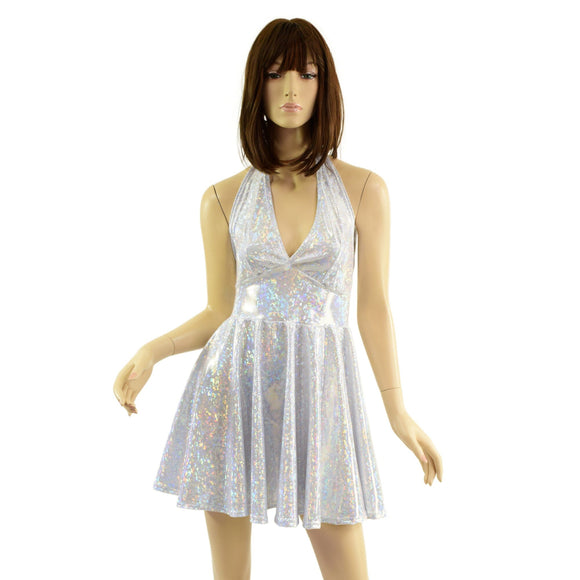 White Kaleidoscope Halter Skater Dress - Coquetry Clothing