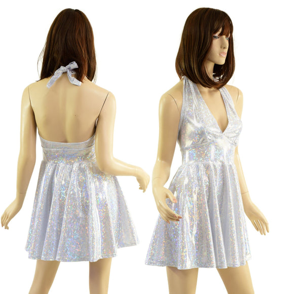 White Kaleidoscope Halter Skater Dress - Coquetry Clothing