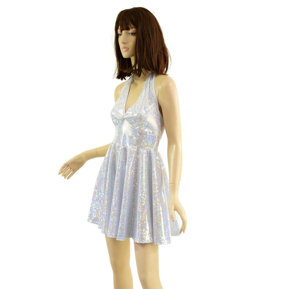 White Kaleidoscope Halter Skater Dress - Coquetry Clothing