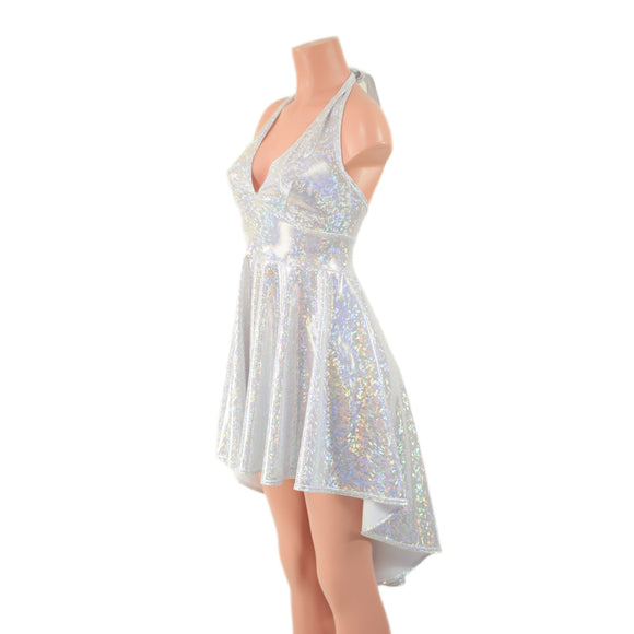 White Kaleidoscope Hi Lo Halter Skater Dress - Coquetry Clothing
