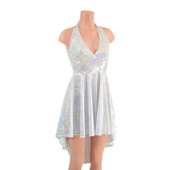 White Kaleidoscope Hi Lo Halter Skater Dress - Coquetry Clothing