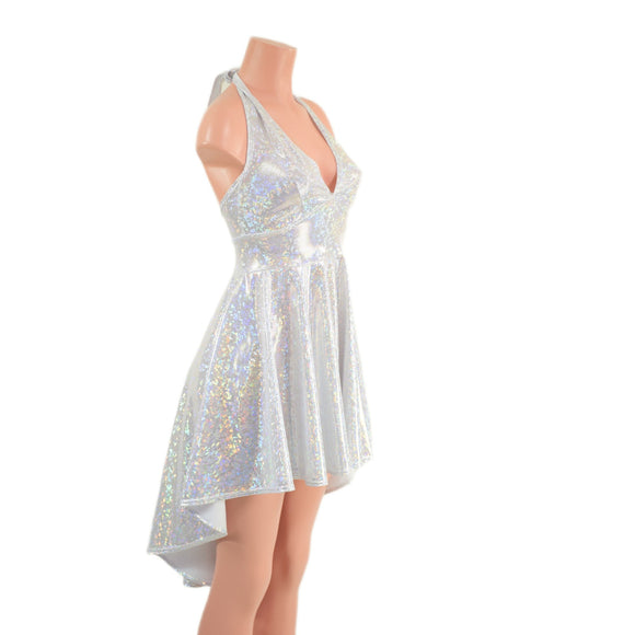 White Kaleidoscope Hi Lo Halter Skater Dress - Coquetry Clothing
