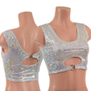 White Kaleidoscope High Or Low Reversible Cutout Oring Mini Crop - Coquetry Clothing