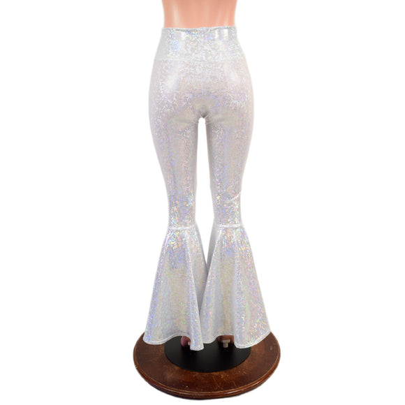 White Kaleidoscope High Waist Bell Bottom Flares - Coquetry Clothing