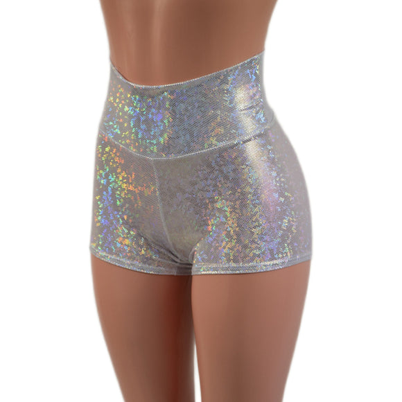White Kaleidoscope High Waist Shorts - Coquetry Clothing