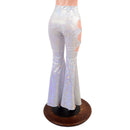 White Kaleidoscope High Waist Solar Flares with Triple Cutouts and O-rings - Coquetry Clothing