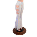 White Kaleidoscope High Waist Solar Flares with Triple Cutouts and O-rings - Coquetry Clothing