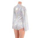 White Kaleidoscope Plunging V Neck Romper - Coquetry Clothing