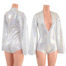 White Kaleidoscope Plunging V Neck Romper - Coquetry Clothing