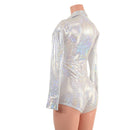 White Kaleidoscope Rodeo Romper with Snap Cuffs and Boy Cut Leg - Coquetry Clothing