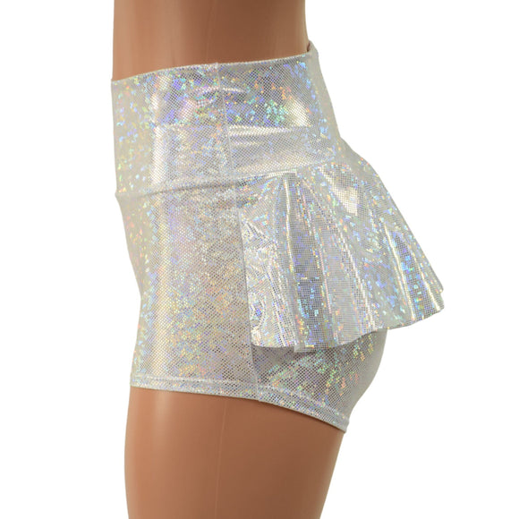 White Kaleidoscope Ruffle Rump Shorts - Coquetry Clothing