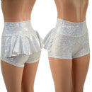 White Kaleidoscope Ruffle Rump Shorts - Coquetry Clothing