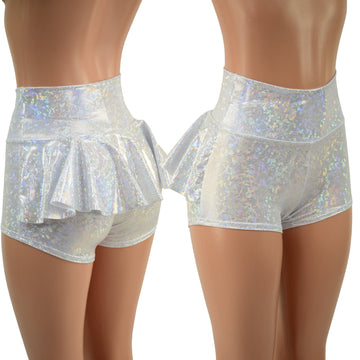 White Kaleidoscope Ruffle Rump Shorts - Coquetry Clothing