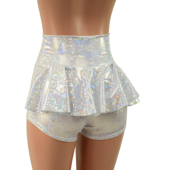White Kaleidoscope Ruffle Rump Shorts - Coquetry Clothing