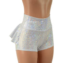 White Kaleidoscope Ruffle Rump Shorts - Coquetry Clothing