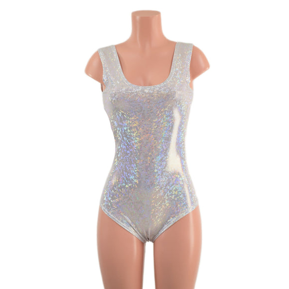 White Kaleidoscope Tank Style Romper with Siren Cut Leg - Coquetry Clothing