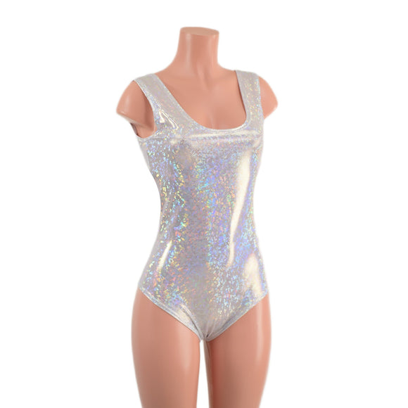White Kaleidoscope Tank Style Romper with Siren Cut Leg - Coquetry Clothing