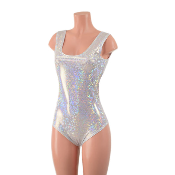 White Kaleidoscope Tank Style Romper with Siren Cut Leg - Coquetry Clothing