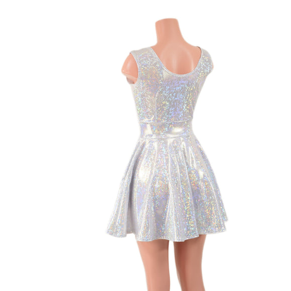 White Kaleidoscope Tank Style Skater Dress - Coquetry Clothing
