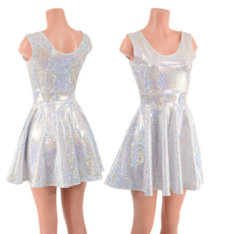 White Kaleidoscope Tank Style Skater Dress - Coquetry Clothing