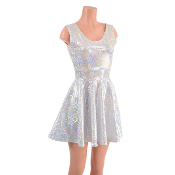 White Kaleidoscope Tank Style Skater Dress - Coquetry Clothing