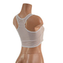 White Mesh Racerback Crop Top - 4