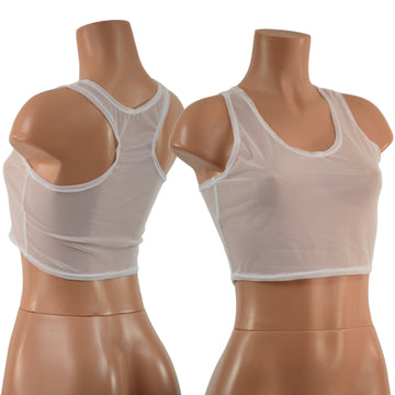 White Mesh Racerback Crop Top - Coquetry Clothing