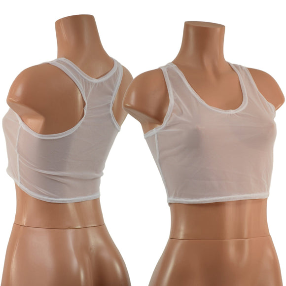 White Mesh Racerback Crop Top - Coquetry Clothing