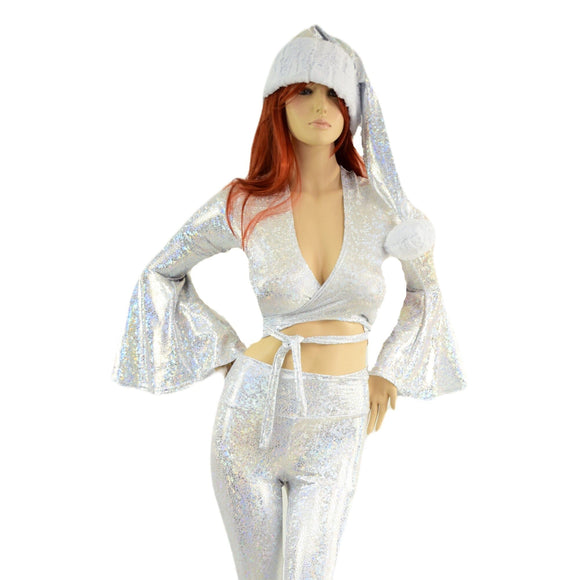 Winter Wonderland Solar Flares, Wrap Top, and Santa Hat set - Coquetry Clothing
