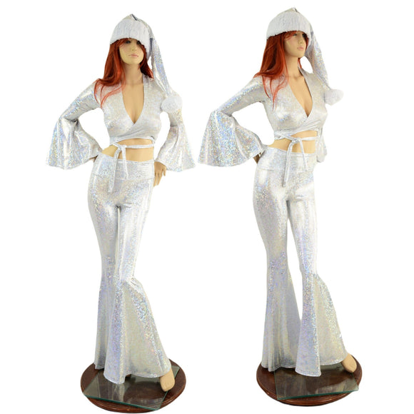 Winter Wonderland Solar Flares, Wrap Top, and Santa Hat set - Coquetry Clothing