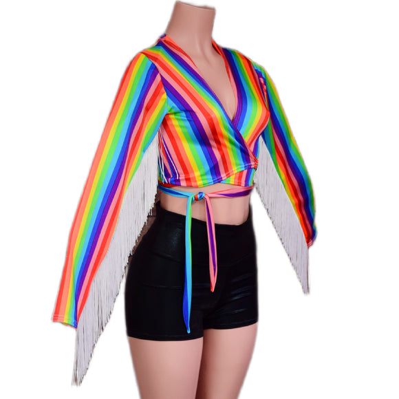 Wrap & Tie Fringed Crop Top - Coquetry Clothing