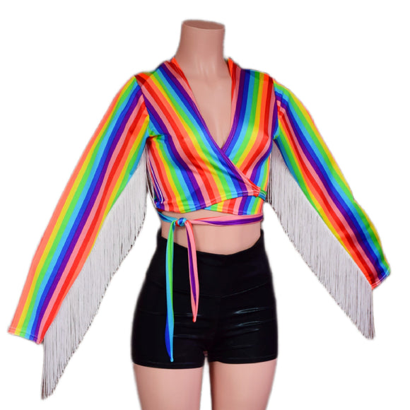 Wrap & Tie Fringed Crop Top - Coquetry Clothing