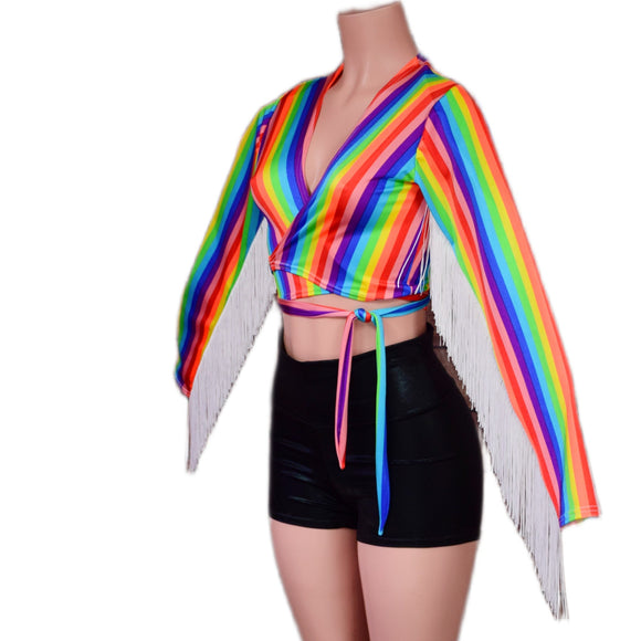 Wrap & Tie Fringed Crop Top - Coquetry Clothing