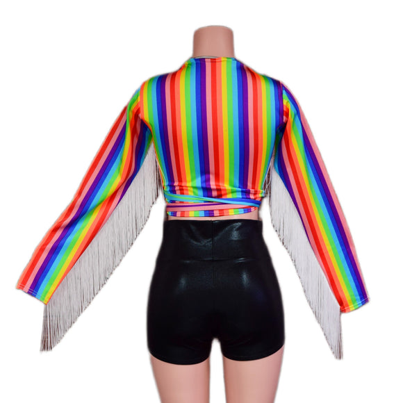 Wrap & Tie Fringed Crop Top - Coquetry Clothing