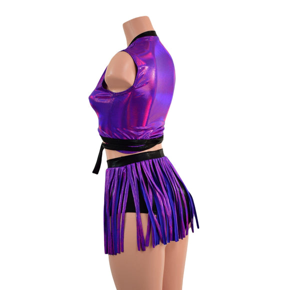 Wrap & Tie Top with Contrast Trim and Gladiator Siren Shorts Set - Coquetry Clothing